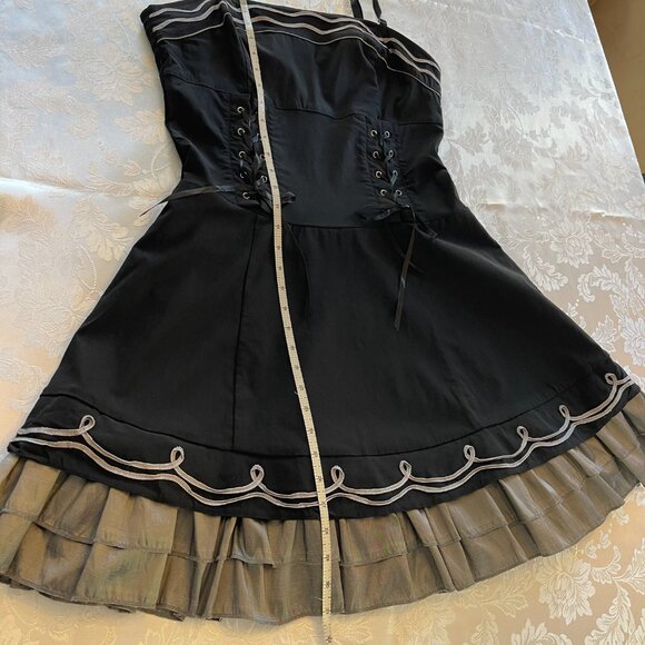 Terra Nostra dress spaghetti strap Spanish style black and silver size 12 - Picture 7 of 11
